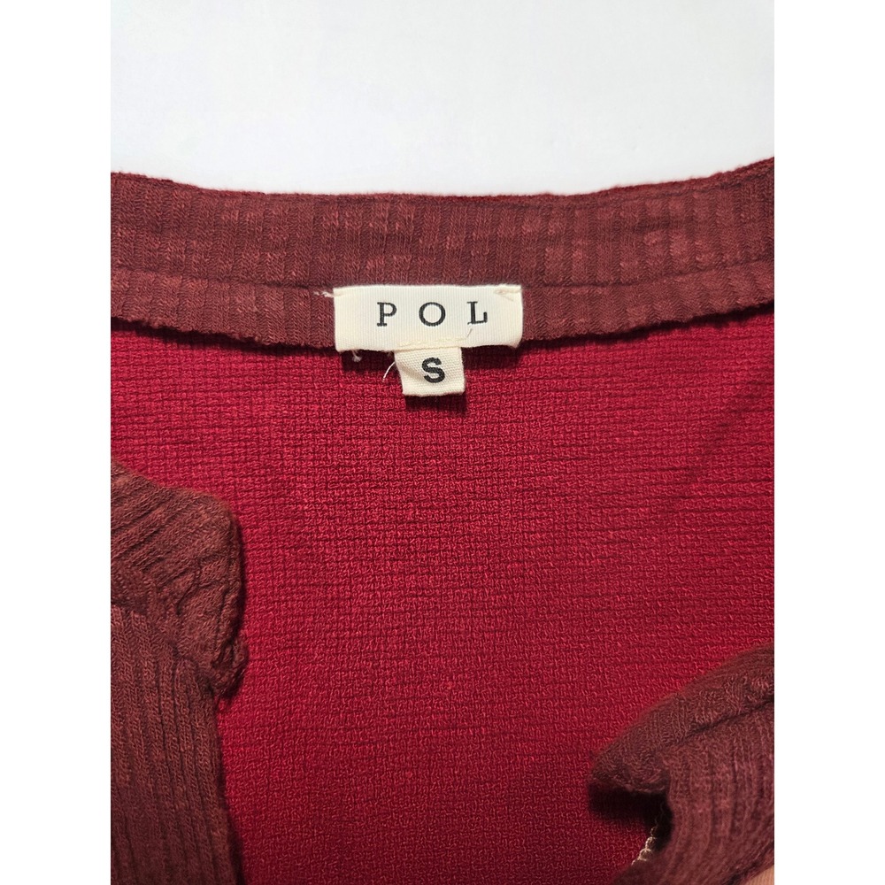 Pol Patchwork Long Sleeve Top Raw Hem Distressed … - image 3